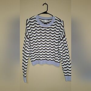 Wave Pattern Sweater in Brown, Periwinkle and White